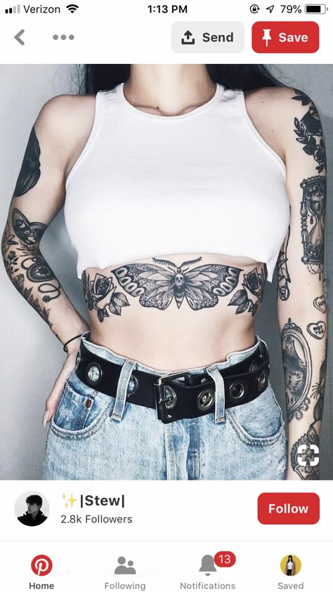 Under Bust Tattoos For Women, Abdomen Tattoos Women, Pocket Watch Tattoos, Stomach Tattoos Women, 16 Tattoo, Belly Tattoos, Model Tattoo, Belly Tattoo, Girls With Sleeve Tattoos