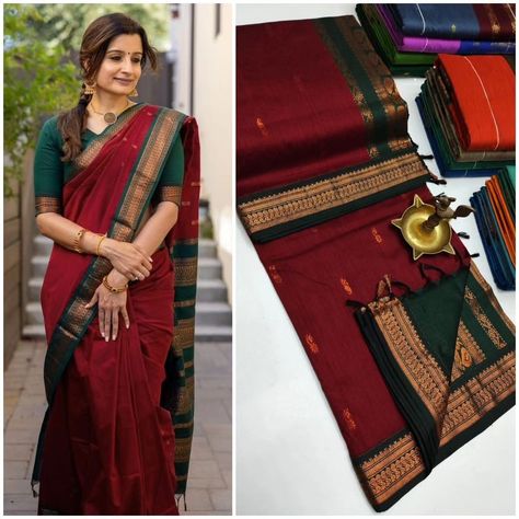 Mok002 💫💫 *Premium Quality Kalyani cotton saree/Lata Gadwal Paithani*💫💫 🍁 🍁Acrylic first quality 2/100 thread and 100% original Cotton sarees🍁🍁 🦚🦚 Grand jari pallu and contrast blouse 6.30 mtrs🦚🦚 🔥🔥 Very Soft and smooth cotton ,saree all over thread puttas🔥🔥 🔥🔥 *Price: Rs 1250/- +$🔥🔥 🍁🍁 *_Good quality and regular saree_* 🍁🍁 Contrast Blouse, Cotton Sarees, Saree Styles, Cotton Saree, Premium Quality, Thread, Saree, The Originals