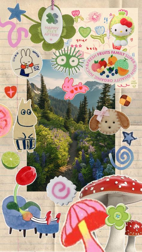 Maximalist juminocore inspired Vision Board Nature Maximalist Wallpaper, Digi Scrapbooking, Mystical Forest, Collage Background, Juicy Fruit, Cute Animal Photos, A Collage, Home Wallpaper, Scrapbook Stickers