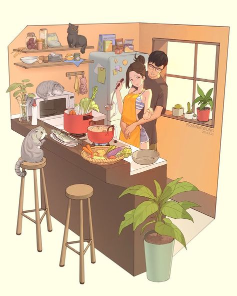 달력 디자인, Cute Couple Drawings, Illustration Art Girl, Arte Sketchbook, Cute Couple Art, Dreamy Art, Girls Cartoon Art, Kawaii Drawings, Digital Art Girl