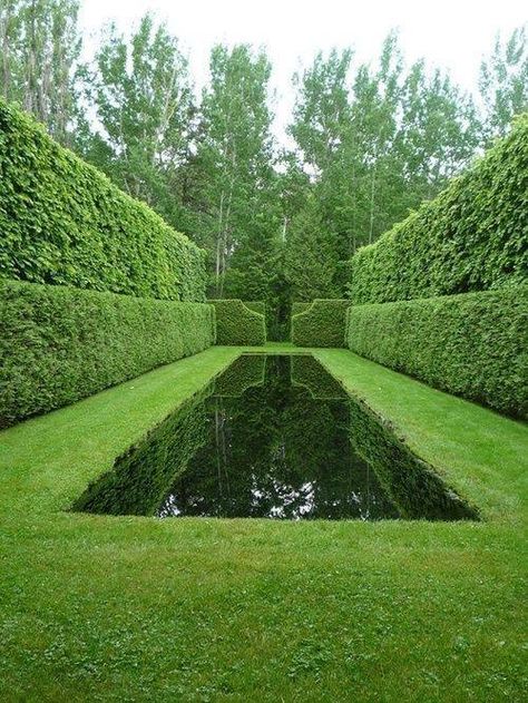 a tall hedge garden Greek Garden, Garden Hedges, Gardens Of The World, Italian Garden, Garden Architecture, Formal Gardens, A Pond, Garden Pool, Alam Yang Indah