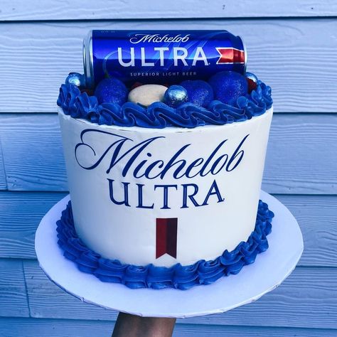 Michelob Ultra Cake, 50th Birthday Cakes For Men, Birthday Beer Cake, Alcohol Cake, Unique Birthday Cakes, Birthday Cake For Him, 21st Birthday Cakes, Beer Cake, Elegant Birthday Cakes