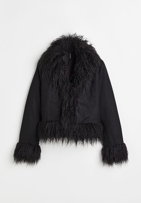 Black Fluffy Jacket, Fluffy Jacket, Fitted Jacket, Trim Jacket, Workout Jacket, Collar And Cuff, Shawl Collar, Fur Trim, Gothic Fashion