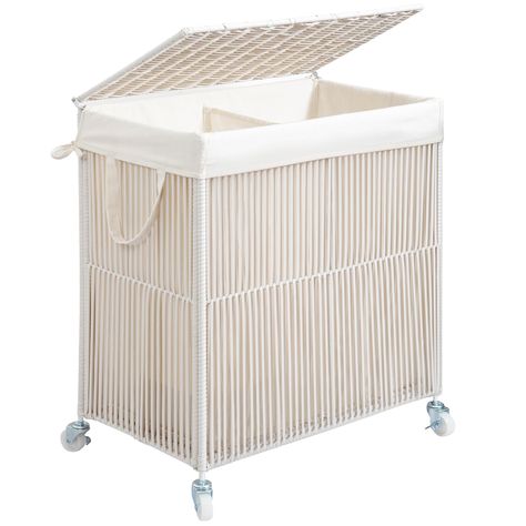 PRICES MAY VARY. Versatile and Marvelous Look: The unique design of thickened iron wire frame of the laundry hamper main body and the breathable waterproof PP rattan are hand-woven for a unique look.The delicate design is suitable for any home design style and will work perfectly in your bedroom, bathroom or laundry room Make Laundry Easy: The laundry basket is built with removable liner bag. It is convenient for assembling and machine washing the liner bag. Each laundry basket is equipped with Lights And Darks Laundry Basket, Dual Laundry Hamper, Laundry Basket For Nursery, Beautiful Laundry Basket, Cute Laundry Hamper, Cute Hampers, Cute Laundry Basket, Laundry Basket Bedroom, Divided Laundry Basket