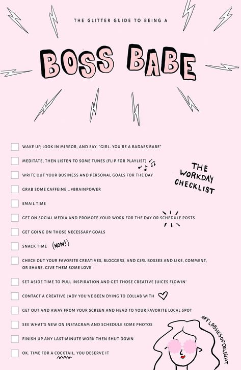 Boss Babe Checklist | Glitter Guide x Natalie Catalina Baddie Quotes Instagram Boss Babe, Boss Babe Affirmations, Boss Babe Vision Board, Boss Babe Planner, Girl Boss Planner, Bossbabe Quotes Motivation, Business Vision Board, Selfie Quotes, Startup Business Plan