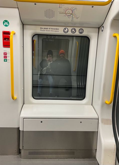 #copenhagen #metro #selfie #moments #reflection Copenhagen Metro, Rapid Transit, Night Train, Copenhagen, Balenciaga, Train