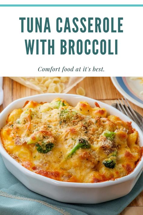 Delicious tuna noodle casserole with broccoli. Brocoli Casserole Recipes, Campbells Tuna Noodle Casserole, Tuna Casserole Healthy, Tinned Tuna Recipes, Tuna Noodle Casserole Healthy, Tuna Noodle Casserole Easy, Easy Tuna Recipes, Tuna Noodle Casserole Recipe, Tuna Casserole Easy