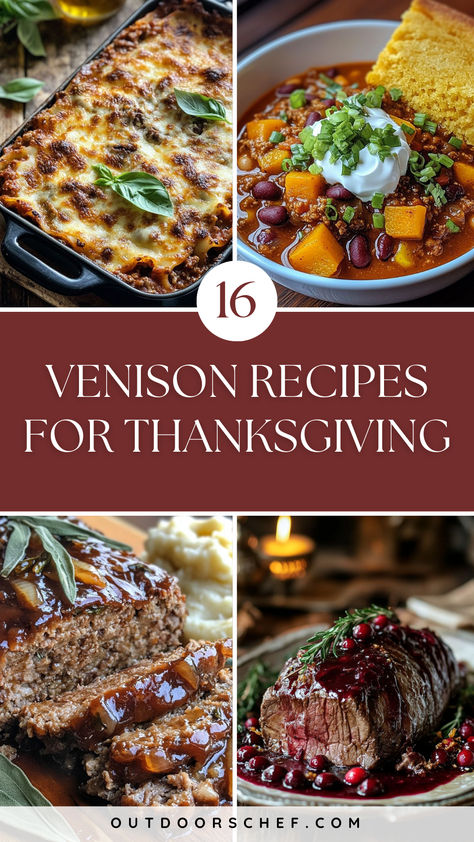 Discover 16 delicious venison recipes perfect for your Thanksgiving table, from savory roasts to creative seasonal dishes. These recipes celebrate autumn flavors and offer a unique twist on holiday favorites. Venison Thanksgiving Recipes, Thanksgiving Venison Recipes, Venison Roast Recipes, Recipes Using Venison, Venison Casserole, Deer Roast, Venison Backstrap Recipes, Backstrap Recipes, Venison Stew