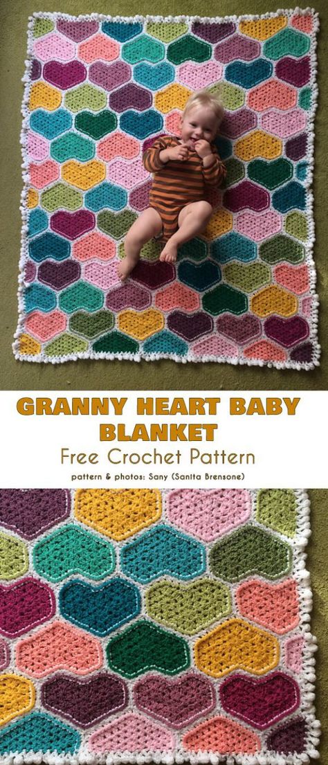 Heart Baby Blanket, Baby Blanket Free Crochet Pattern, Crochet Heart Blanket, Dresses Crochet, Hats Crochet, Heart Blanket, Blankets Baby, Kids Crochet, Booties Crochet