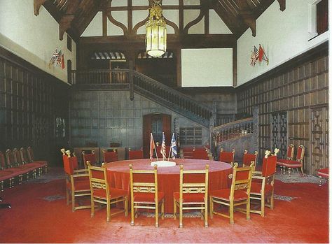 The Conference hall at Cecilienhof Palace, site of the 1945 Potsdam Conference to determine the spheres of influence in post-war Europe. Potsdam Conference, Beautiful Germany, European Trip, Conference Hall, Cities In Germany, Royal Residence, European Travel, Eastern Europe, Favorite City