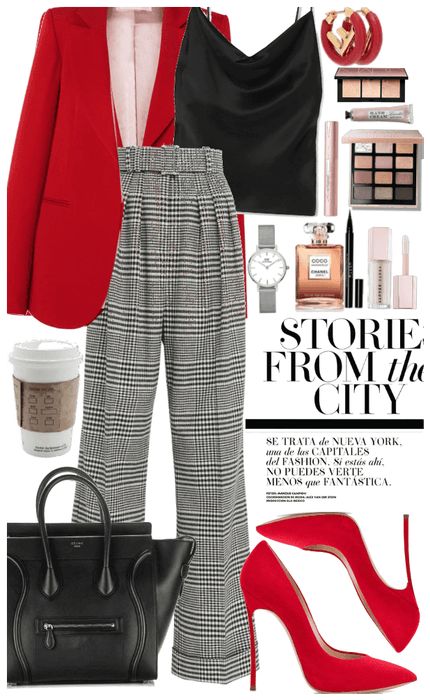 Red And Black Pants Outfit, Black White And Red Outfits Classy, Red Blazer Black Pants Outfit, Red Shirt Work Outfit, Red Slacks Work Outfit, Red Blazer Work Outfit, Red Heels Outfit Work, Red Black Outfit Ideas, Red Slacks Outfit