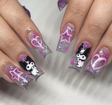 Kawaii Nails Short, Art To Try, Hello Kitty Nails Art, Pink Tip Nails, Pop Art Nails, Dark Kawaii, Kawaii Nail Art, Hello Nails, Punk Nails