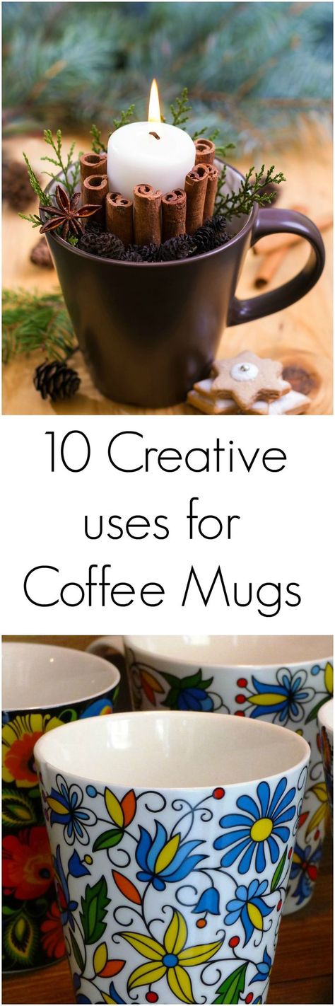 10 Creative Uses for Coffee Mugs When they are Taking Over Your Cabinets! Coffe Mug Cake, Coffee Cup Crafts, Coffee Cup Images, Coffee Mug Crafts, Coffee Cups Diy, Gift Wrapping Station, Mug Crafts, Cup Crafts, Coffee Uses