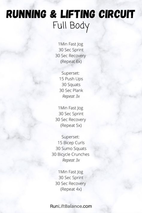 Run And Lift Workout, Running And Strength Workout, Fitness Era, Circuit Workout Gym, Full Body Day, Hotel Workout, My Workout Routine, Hiit Circuit, Full Body Weight Workout