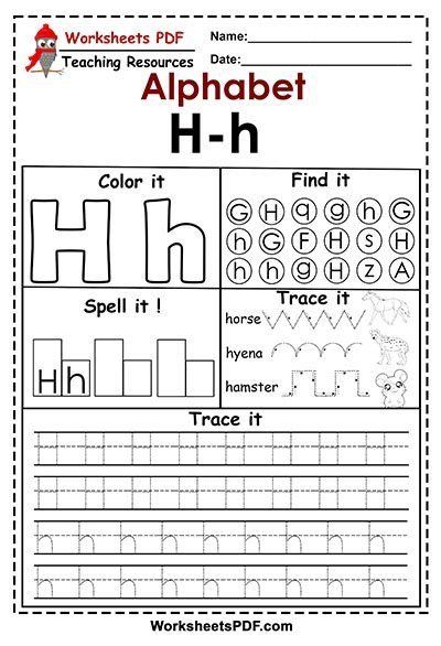 Letter H h ( Activities – Free Printables ) Preschool Alphabet Letters, Alphabet Letter Worksheets, Letter Recognition Worksheets, Letter Worksheets For Preschool, Printable Alphabet Worksheets, Abc Worksheets, Letter Tracing Worksheets, Tracing Worksheets Preschool, Worksheets For Preschool