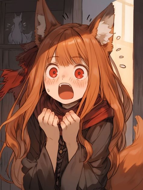 Fox Kemonomimi, Spice And Wolf Holo Fan Art, Kitsune Girl Art, Fox With Glasses, Fox Girl Character Design, Wolf Girl Art, Fox Girl Art, Holo Spice And Wolf, Kitsune Girl