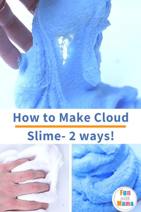 Slime With Instant Snow, Easy Cloud Slime, Cloud Dough Slime Recipe, How To Make Cloud Slime Recipe, Cloud Slime Recipe Easy, How To Make Cloud Slime, Diy Cloud Slime, Cloud Slime Recipe, Slime Without Shaving Cream