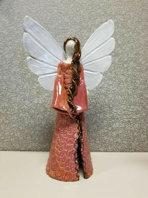 Pottery Angels Handmade, Angel Pottery Ideas, Handmade Ceramic Sculpture, Ceramic Angels Handmade, Pottery Angels Hand Built, Clay Angels Handmade, Ceramic Angels Sculpture, Clay Angels, Hand Built Ceramics