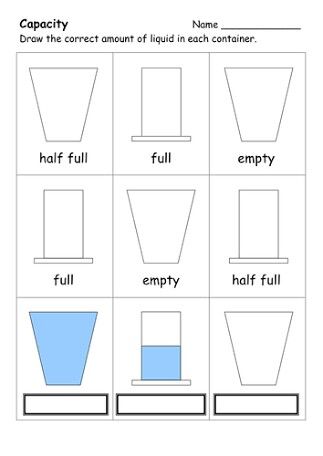 Eyfs Capacity, Non Standard Measurement, Capacity Activities, Volume Activities, Capacity Worksheets, Volume Worksheets, Worksheet Kindergarten, Measurement Worksheets, 3rd Grade Math Worksheets