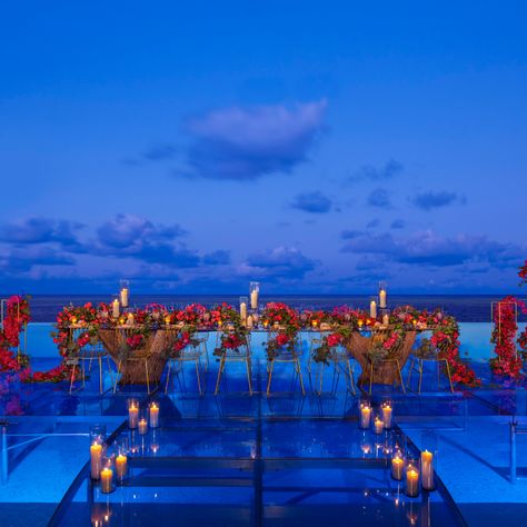 Wedding reception over glass-covered pool Dreams Natura Cancun, Infinity Pool Wedding, Elegant Tent Wedding, Dreams Tulum Resort, Destin Resorts, Dreams Resorts, Pool Wedding, Riviera Cancun, Cancun Wedding