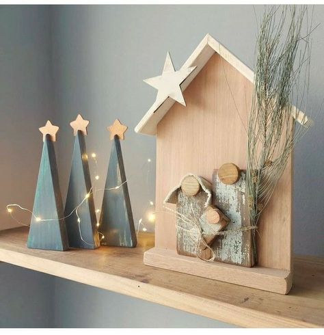 Wooden Nativity Scene, Craft Bazaar, Wooden Nativity, Diy Nativity, Santa's Workshop, Jo Jo, Wooden Houses, Nativity Crafts, Christmas Nativity Scene