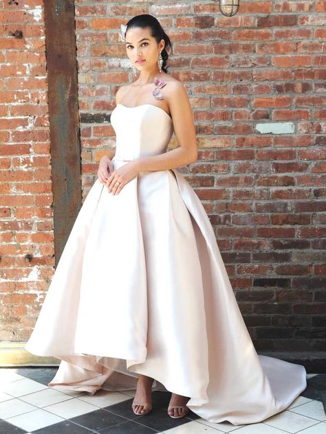 Satin High Low Wedding Dress, Ankle Length High Low Wedding Dress, High Low Tulle Wedding Dress, Hi Lo Wedding Dress, High Low Wedding Dress, Ankle Length Wedding Dress, Trending Wedding Dresses, Simple Elegant Wedding Dress, Rebecca Ingram