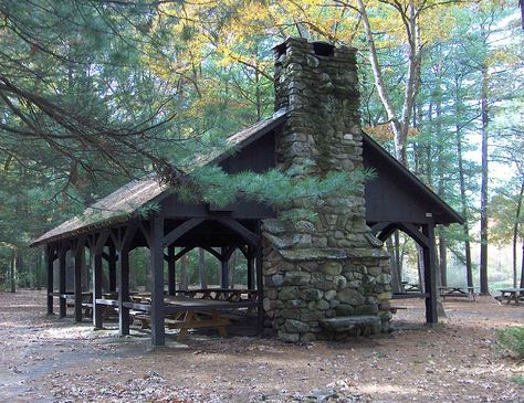 outdoor pavilion Camp Pavilion, Rustic Pavilion, Outdoor Pavillion, Pavilion Ideas, Log Cabin Ideas, Outdoor Sanctuary, Outdoor Pavilion, Backyard Pavilion, Covered Bridge