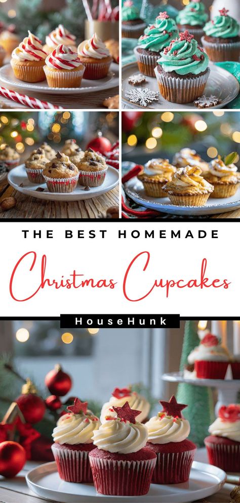 Winter Flavored Cupcakes, Holiday Mini Cupcakes, Cupcakes Christmas Ideas, Diy Christmas Cupcakes, Eggnog Cupcakes Recipe, Gourmet Christmas Cupcakes, Holiday Cupcakes Christmas Flavors, Christmas Desserts Cupcakes, Xmas Cupcakes Ideas