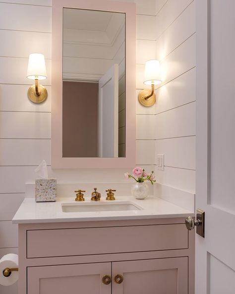 Cailíní Coastal | Think pink 💕 we love this chic pink coastal bathroom in our Founder’s home featuring our NEW Curves No 1 Sconce. Head to our stories to… | Instagram Coastal Bathroom Lighting, Mermaid Tile, Marble Shower Tile, Pink Vanity, Coastal Bathroom, Florida Room, Coastal Bathrooms, Chic Bathrooms, Girls Bathroom