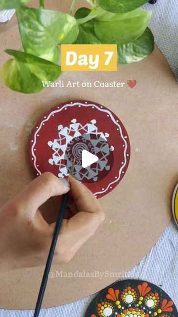 Coster Painting Diy, Warli Painting, Warli Art, Peacock Painting, Diy Coasters, Satisfying Video, Day 7, Art Therapy, Easy Paintings