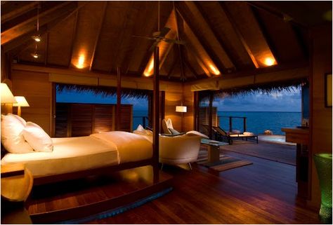 CONRAD HOTEL MALDIVES Ocean View Bedroom, Underwater Bedroom, Underwater Hotel, Contemporary Beach House, Water Villa, Overwater Bungalows, Romantic Bedroom, Exotic Places, Awesome Bedrooms