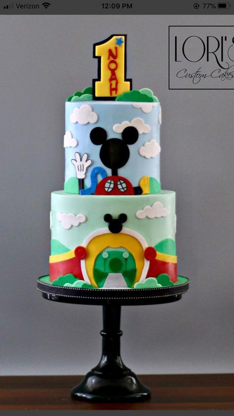 Disney Playhouse, Disney Themed Cakes, Mickey Cake, Mickey Cakes, Mickey Mouse Theme, Space Birthday Party, Toy Story Birthday Party, Mickey Mouse Birthday Party, Beautiful Birthday Cakes