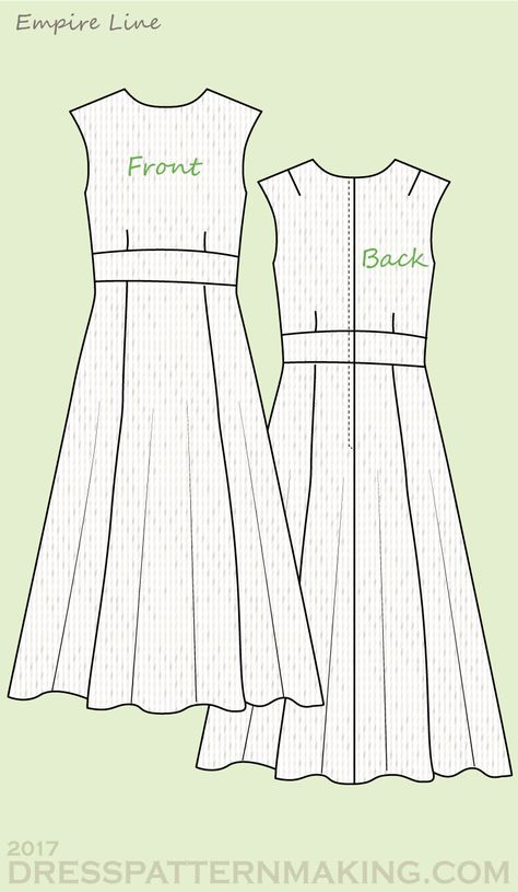 Empire Line Dress Pattern, Ruched Dress Pattern, Empire Dress Pattern, Dress Bodice Pattern, Aline Dress Pattern, Crochet Granny Square Beginner, Empire Line Dress, Bodice Block, Chiffon Blouses Designs