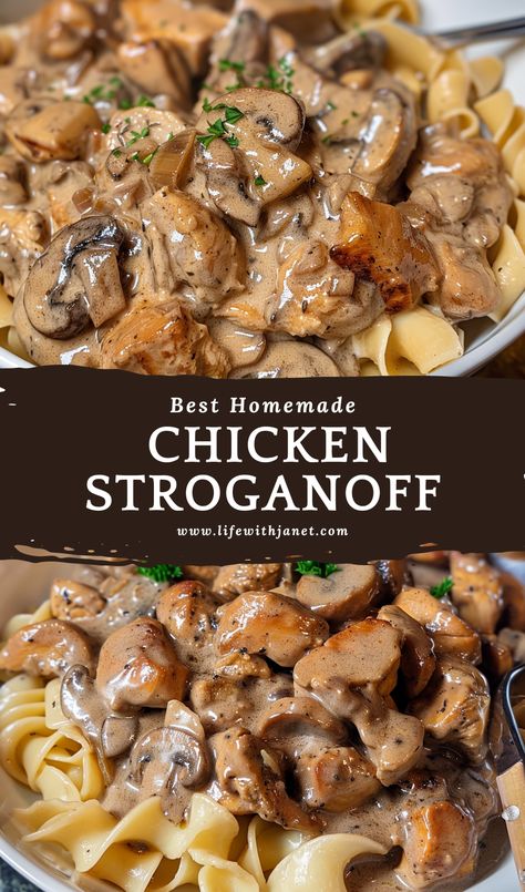 Homemade Chicken Stroganoff Big Family Meals Dinners, Classic Weeknight Dinners, Chicken Mushroom Stroganoff Recipe, Delicious Meal Ideas, Cream Of Mushroom Chicken Pasta, Top Dinner Recipes Popular, Easy Suppers Recipes, Fit Meals Recipes, Creamy Chicken And Mushroom Recipes