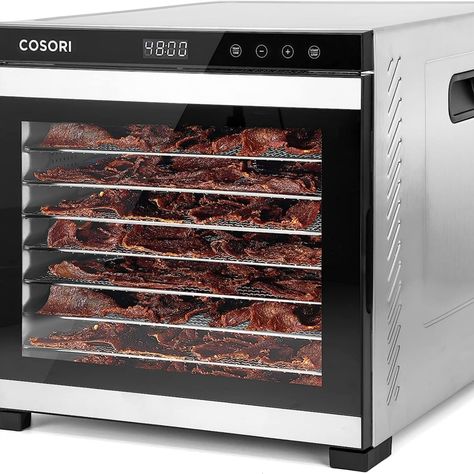 COSORI Food Dehydrator for Jerky, with 16.2ft² Drying Space, 1000W, 10 Stainless Steel Trays Dehydrated Machine (50 Recipes) with 48H Timer and Temp Control, for Herbs, Fruit, Meat, and Yogurt,Silver Dehydrator Machine, Food Dehydrator Machine, Royal Kitchen, Food Dehydrators, Food Dehydrator, Fruit Roll, Dried Vegetables, Dehydrated Food, Dryer Machine