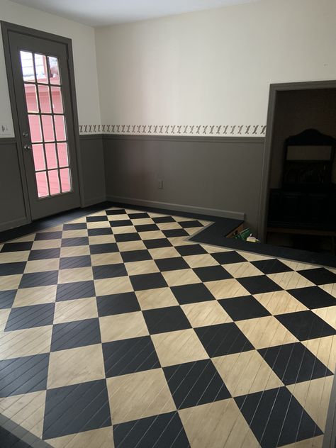 Rustic Checkered Floor, Vintage Checkered Floor, Harlequin Pattern Floor, Antique Checkered Floor, Grey And Black Checkered Floor, Checkerboard Floors, Modern Americana, Americana Home, Native Son