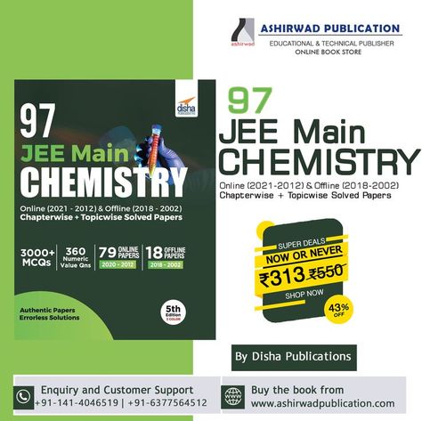 Ashirwad Publications offers comprehensive books of solved papers curated by subject experts to empower students of JEE Mains with an in-depth understanding of all crucial topics from Mathematics and Chemistry...!! Buy the book from: www.ashirwadpublication.com Follow Us: https://www.facebook.com/ashirwadpublication/ Follow Us: https://www.instagram.com/ashirwad_publication/ #bookpublication #book #bookseller #onlinebookstore #bookstoread #reader #books #bookshelf #onlinestore #bestseller #ne Super Deal, Online Bookstore, Chemistry, Bookstore, Maine, Books To Read, Education, Books