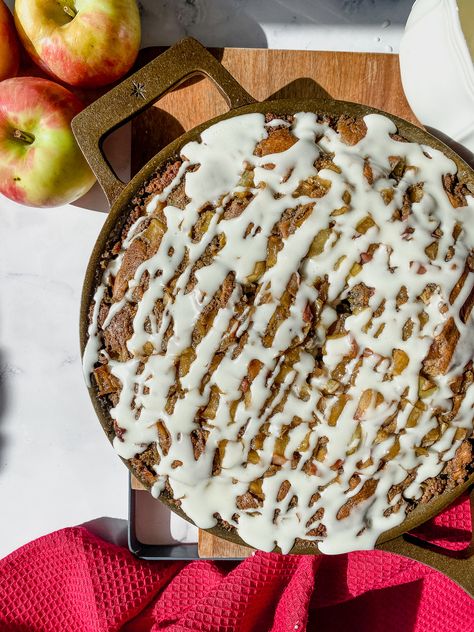 Apple Fritter Skillet Cake Parts Of An Apple, Apple Fritter Cake, Skillet Cake, Apple Fritter, Classic Apple Pie, Cinnamon Cake, Apples And Cheese, Cake Mixture, Baked Apple