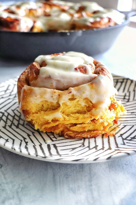 Sweet Potato Pie Cinnamon Rolls, Kenneth Temple, Sweet Potato Cinnamon Rolls, Breakfast Brioche, Potato Cinnamon Rolls, King Arthur Flour Recipes, Rolls Homemade, 2023 Food, Sweet Potato Cinnamon