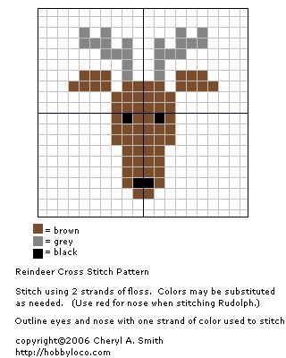 Reindeer Christmas Cross Stitch Pattern Christmas Duplicate Stitch Patterns, Simple Christmas Cross Stitch Patterns, Duplicate Stitch Patterns Charts, Christmas Cross Stitch Patterns Free Charts, Duplicate Stitch Patterns, Small Cross Stitch Patterns Free, Deer Cross Stitch, Duplicate Stitch, Reindeer Pattern