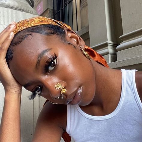 Faux Nose Ring, Smiley Piercing, Gold Nose Rings, Dope Jewelry, Acrylic Designs, Dark Skin Women, Alfredo Sauce, Streetwear Fashion Women, Ring Black