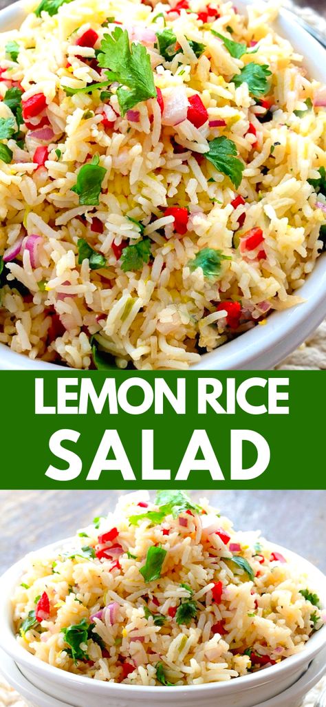 Dinner Photography, Rice Salad Recipes, Salad Dinner, Side Dishes For Chicken, Rice Side, Lemon Rice, Rice Side Dishes, Salad Dishes, Anne Rice