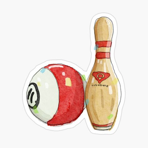 Bowling Stickers, Bank Bag, Watercolor Stickers, Bowling Ball, Cool Stickers, Watercolor Design, Cool Posters, Bowling, Science Poster