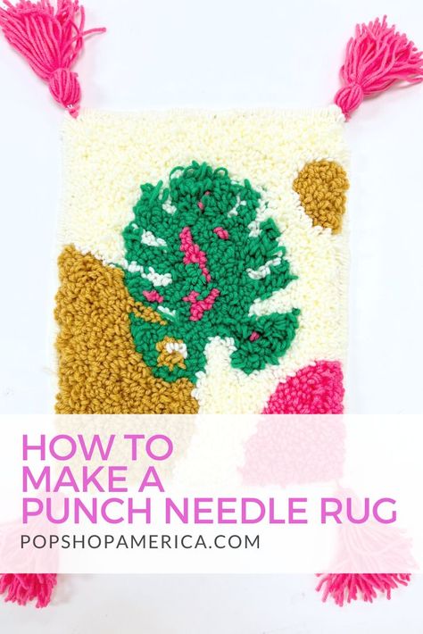 How To Punch Needle Rug, How To Make A Punch Needle Rug, How To Make A Punch Needle Pillow, Punch Needle Rugs Diy, Rug Making Diy Punch Needle, Diy Punch Needle Rug, How To Finish Punch Needle Projects, Punch Needle Mug Rugs, Rug Making Punch Needle