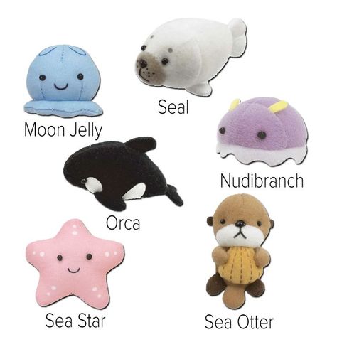 Aquarium Plushies, Orca Plushie, Jellyfish Plush, Seal Plush, Sea Bunny, Moon Jelly, Sea Slugs, Sea Otter, Puget Sound