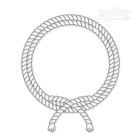 Lasso Rope Wreath Sketch Embroidery Design Rope Tattoo, Rope Drawing, Lasso Rope, Sketch Embroidery, Bride And Groom Silhouette, Framed Tattoo, Jewellery Sketches, Circle Frames, Cowboy Western