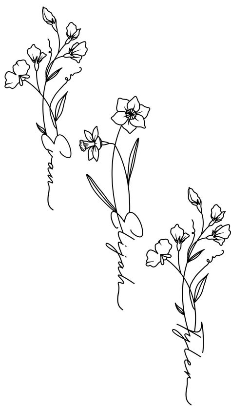 Sweet Pea Tattoo With Name, Sweet Pea And Narcissus Tattoo, Narcissus Flower Tattoo Design, Narcissus Tattoo Design, Birth Flower Name Tattoo, Flower Name Tattoo, Narcissus Flower Tattoo, Narcissus Tattoo, Narcissus Flower Tattoos