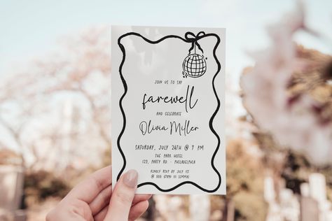 Farewell Party Invitation Template, Modern Going Away Party, bow, scribble border, editable colors AA045 Farewell Theme, Farewell Party Invitations, Farewell Party, Farewell Parties, Bow Wedding, Invite Template, Wedding Bows, Party Invite Template, Party Invite