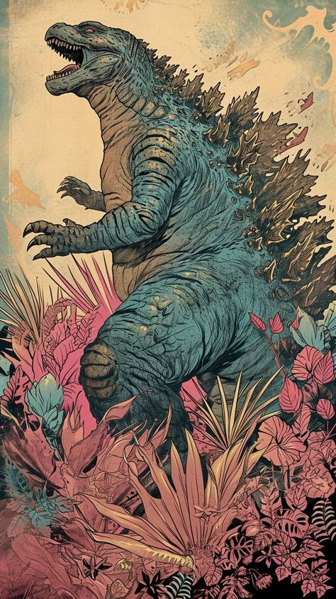 Godzilla Phone Wallpaper, Godzilla Wallpaper Iphone, Ps5 Design, Hypebeast Anime, Vintage Godzilla, Big Monsters, Vintage Lockscreen, Godzilla Tattoo, Future Iphone