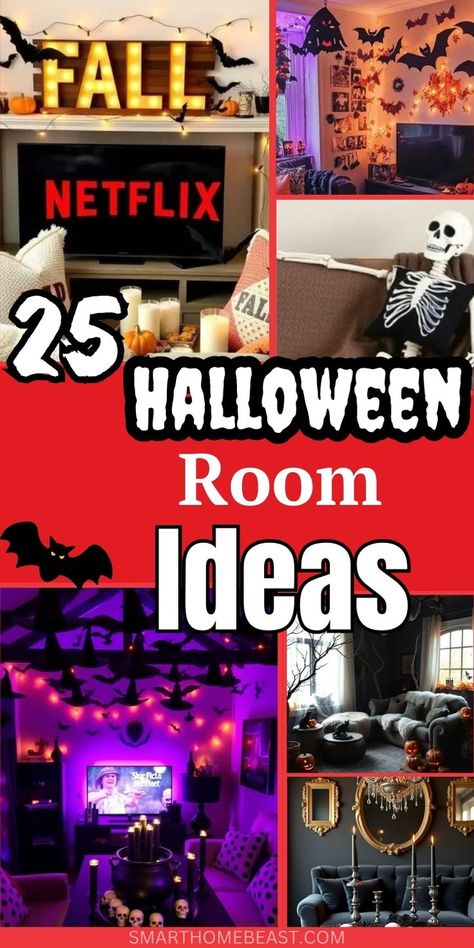 Transform your living room into a spooky yet stylish space with these Halloween decor ideas! From eerie lighting to creative DIY projects, these inspirations will add a hauntingly beautiful touch to your home. Perfect for crafting a spine-chilling atmosphere that will impress your guests and make your Halloween unforgettable. #halloweendecor #DIYhalloween #spookyhomedecor #fallhomeinspo #livingroomideas Halloween Living Room Decor Ideas, Eerie Lighting, Halloween Living Room Decor, Spooky Graveyard, Spooky Diy, Halloween Living Room, Creative Diy Projects, Halloween Decor Ideas, Spooky Home Decor